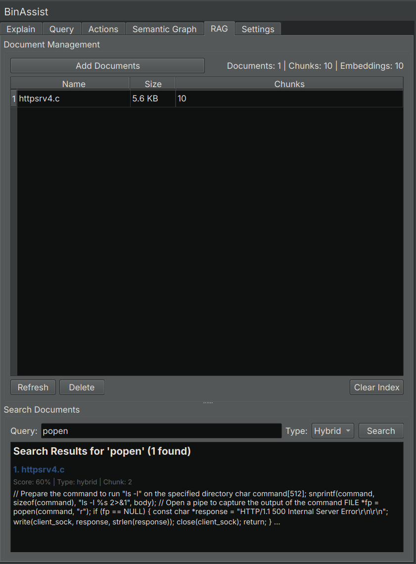 RAG Tab Interface